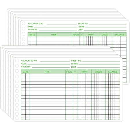 50pcs Ledger Sheets Ledger Paper for Bookkeeping Columnar Pad 5.5 x 8.5 Inch Ledger Books for Business Accounts Payable with Debit Credit Balance Columns