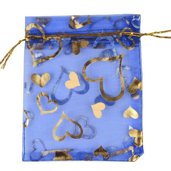 50pcs/Lot Gold Color Love Heart Organza Bags 7x9cm 9x12cm 10x15cm 13x18cm Wedding Party Candy Storage Gift Drawstring Pouches 10dark blue 13x18cm