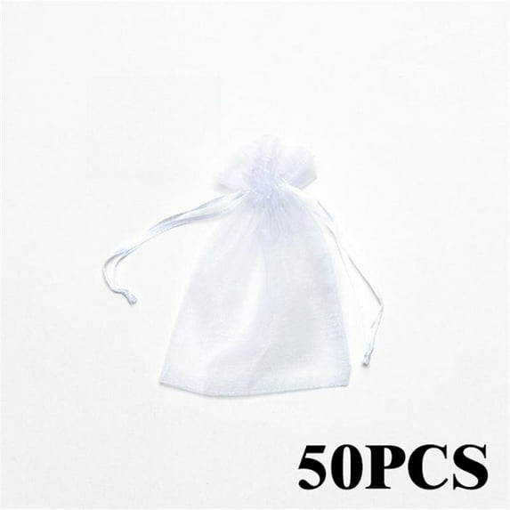 50pcs/Lot Multicolor Jewelry Packaging Bag 7*9 11*16 15*20cm Organza Bags Gift Storage Wedding Drawstring Pouches Wholesales white 11x16cm