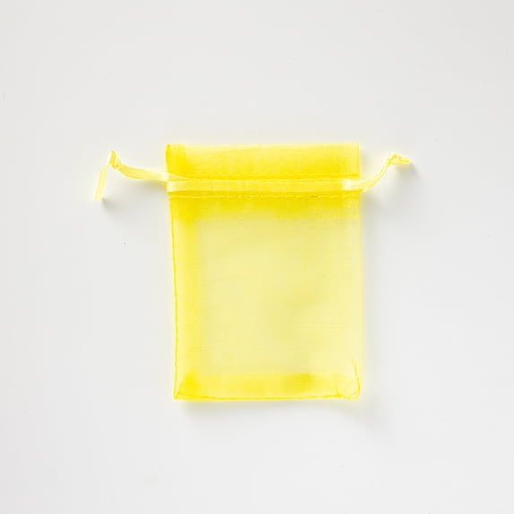 50pcs/Lot Organza Drawstring Pouches For Wedding Christmas Candy Gift Bag Jewelry Organizer Packing Bulk Storage Small Bussiness Yellow 9x12cm