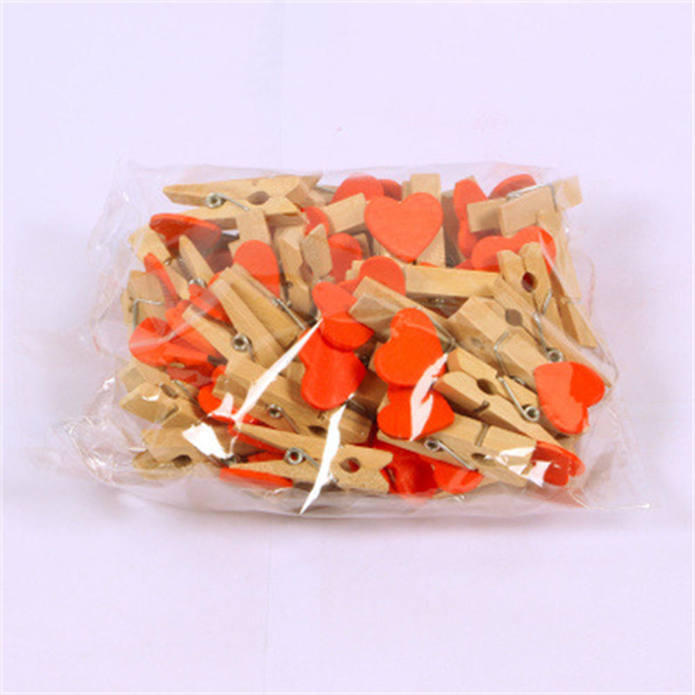 50pcs Love Wood Clips Beautiful Mini Fixation Clip for Photo Card