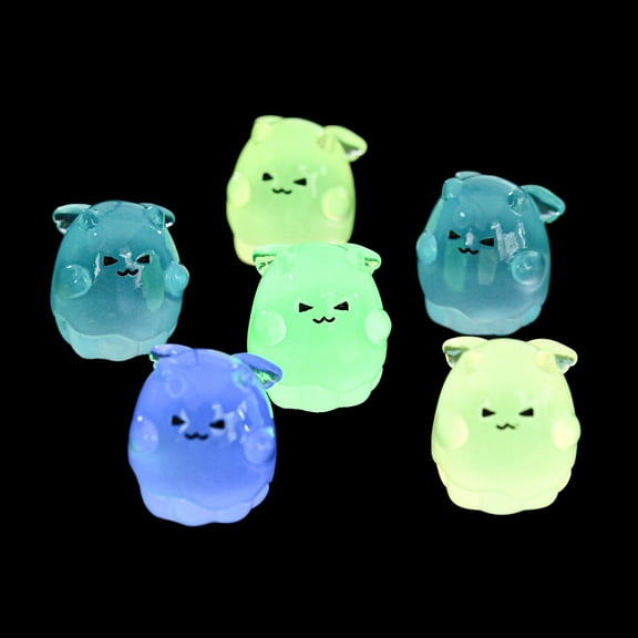 50pcs Luminous Resin Ghost with Wing Display Decoration Micro Landscape Decorations Glow in the Dark Mixed color 24x24x28mm