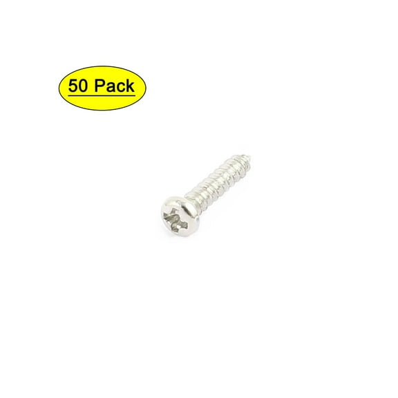 50pcs M2 x 10mm Stainless Steel Pan Round Head Self Tapping Screws