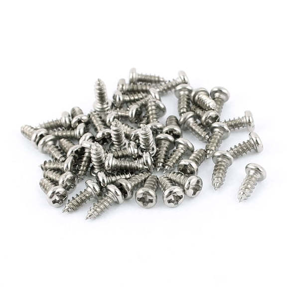 50pcs M3 x 8mm Stainless Steel Cross pan Head Self Tapping Screws Bolts