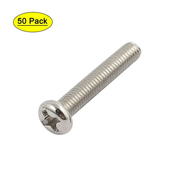 50pcs M3x17mm Stainless Steel Pan Head Machine Screws Bolts