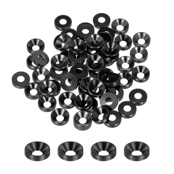 50pcs M4 Counterbore Washers, 10mm/0.39inch Anodized Aluminum Alloy, Head Gaskets for Screw RC, Black