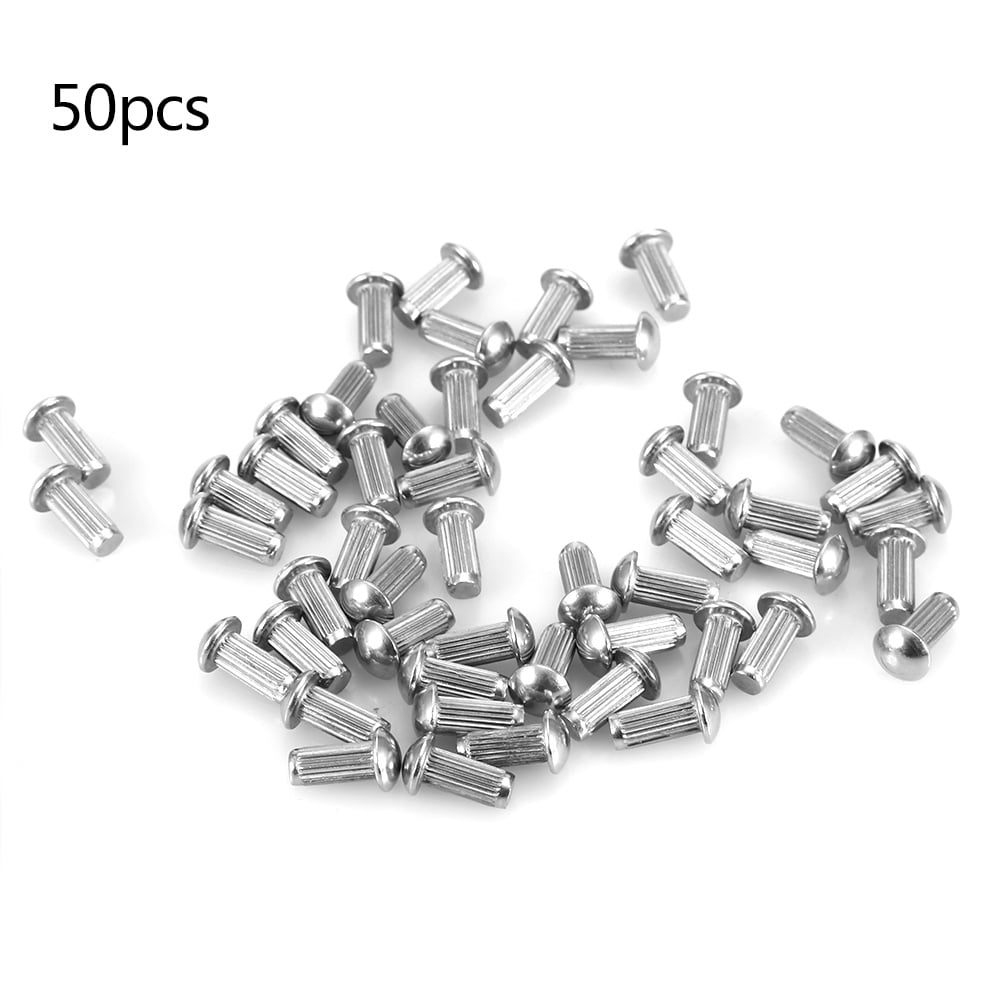 50pcs M5 Stainless Steel Round Head Knurled Shank Solid Rivets