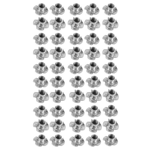 50pcs M8 metal Captive Nuts Pronged Tee Blind Nuts Metric,50 * metal Captive T Nuts,silver