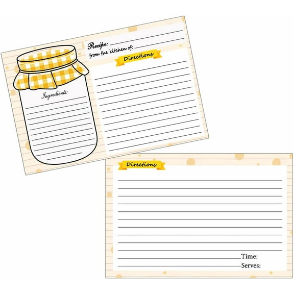 50pcs Mason Jar Recipe Cards 46 inch Double Sided Cards For Wedding,Bridal Shower,Farmhouse