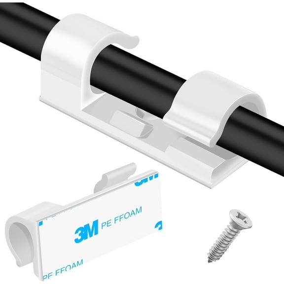 50pcs Medium Self Adhesive Cable Clips Black,Wire Clips Cable Management Wire Organizer Cord Holder for Under Desk, Car, Wall, TV PC Ethernet Cable