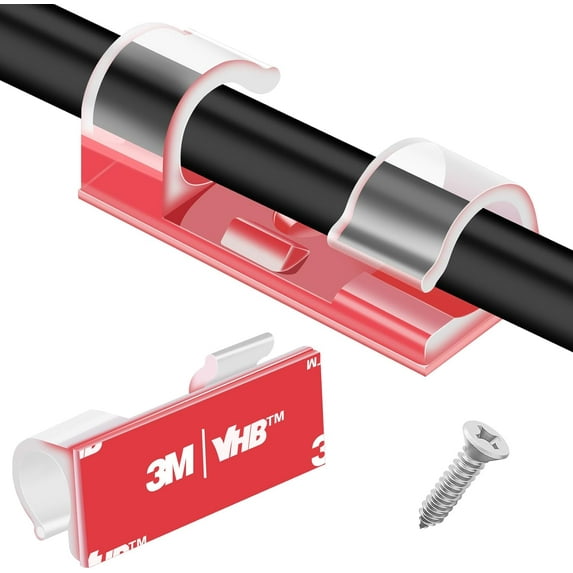 50pcs Medium Self Adhesive Cable Clips Black,Wire Clips Cable Management Wire Organizer Cord Holder for Under Desk, Car, Wall, TV PC Ethernet Cable