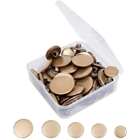 50pcs Metal Blazer Button Set Brass Vintage Shank Buttons 15mm 18mm 20mm 23mm 25mm for Blazer Suits Coat Uniform and Jacket - Antique Bronze
