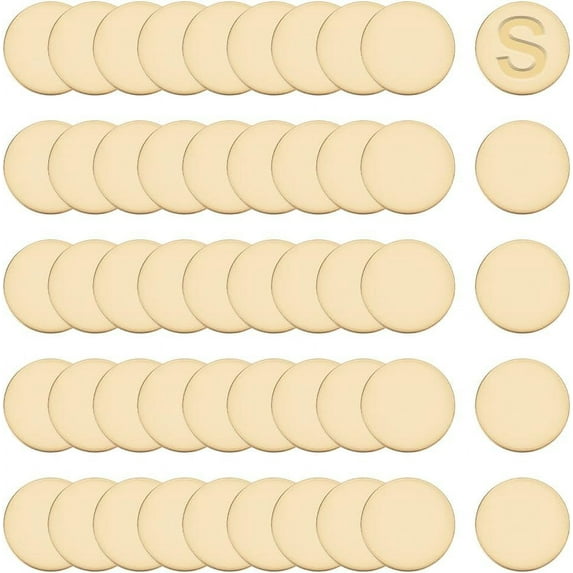 50pcs Metal Stamping Blanks 1" Engraved Metal Blanks Golden Stamping Blanks Bulk Flat Round Undrilled Blank Brass Discs