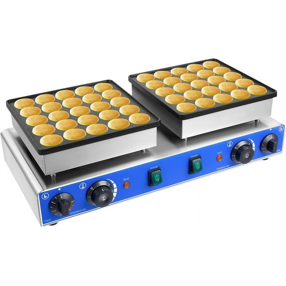 50pcs Mini Dutch Pancake Baker,1700W Commercial Kitchen Non-Stick Pans Electric Waffle Machine French Muffin Irons 50-300 Temp Control Portable 1.6 Inches Pancake Maker for Home and Restaurants