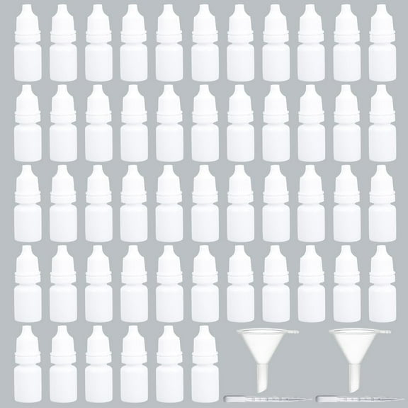 50pcs Mini Empty Liquid Dropper Bottle 3ml Plastic Glue Bottles Plastic Squeezable Dropper Bottle with 2 Droppers Refillable Containers with 2 Funnels for Oils Essence Sample Vials Perfume