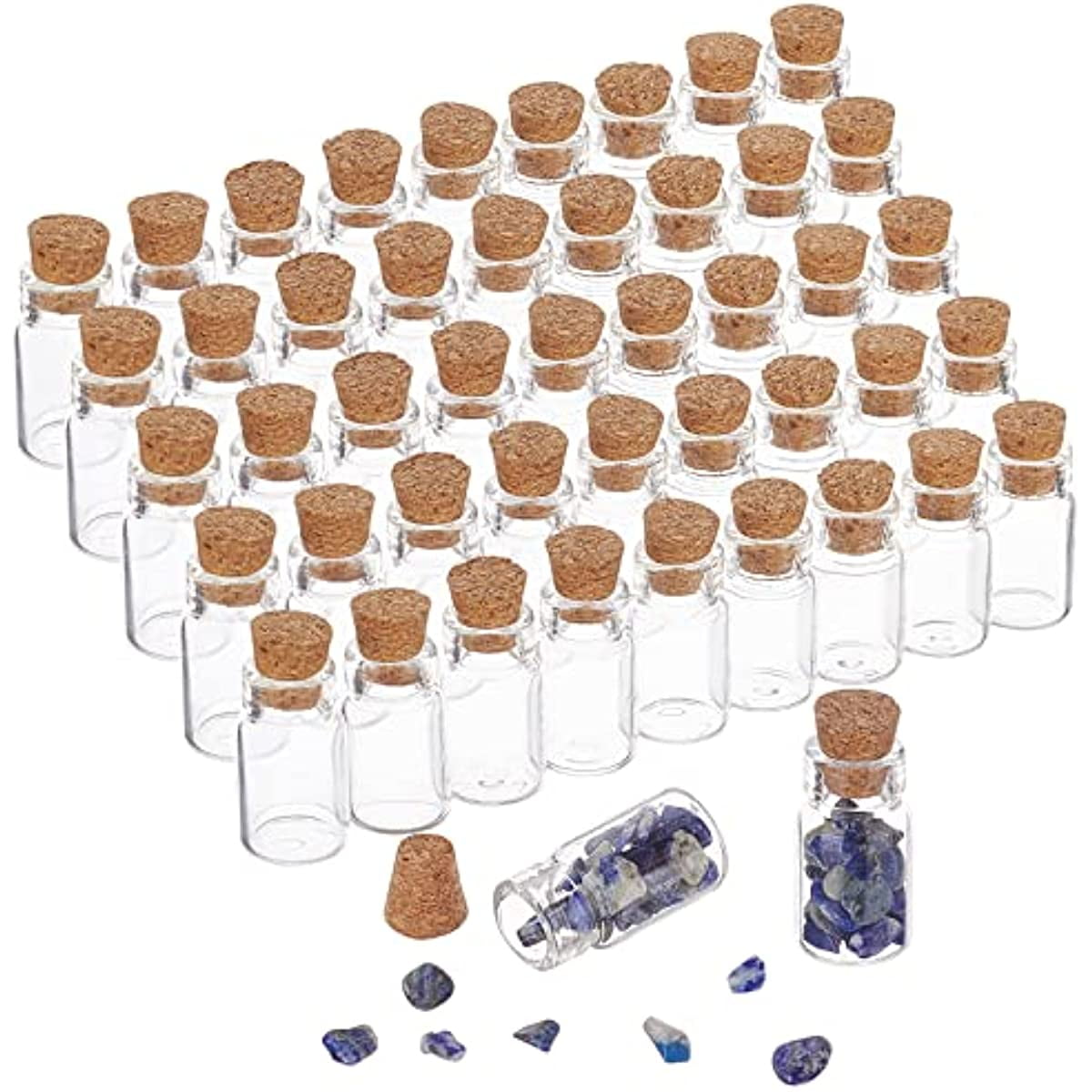 15 Pack Mini Glass Bottles with Cork Stoppers for Party Favors, Spices, 1.7 oz