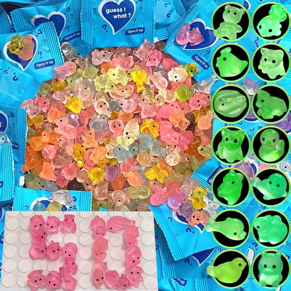 50pcs Mini Glow In The Dark Animal Resin Models, Mystery Resin Animals Blind Bag, Little Miniature Resin Figurines, Mini Resin Animals For Event Gift, Diy Crafts, Ornaments