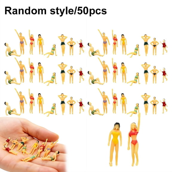 50pcs Mini Painted People Model Beach Swimsuits Figurines Miniature People Model