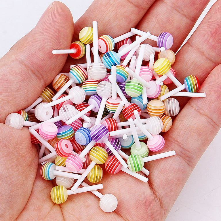 50pcs Mix Colors Cute Lollipop Candy Mini Nail Art Decorations 3D Nail  Charms