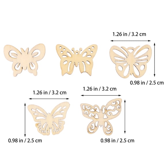 50pcs Mixed Hollow Wooden Butterfly Cutouts for Crafts, Wedding Decor, Art Embellishments, Wood Ornaments