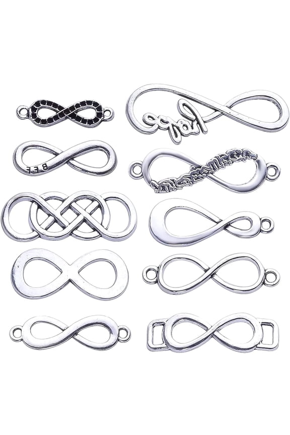 50pcs Mixed Infinity Symbol Charms Pendants for Crafting, Jewelry Findings Making Accessory for DIY Necklace Bracelet