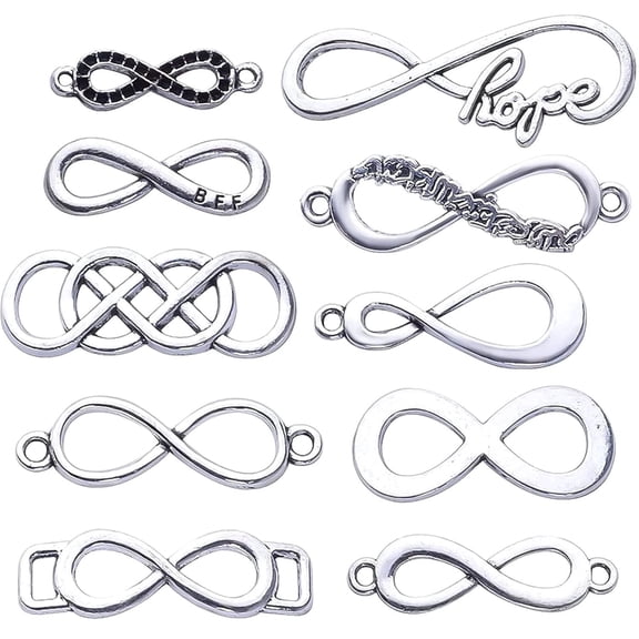 50pcs Mixed Infinity Symbol for Crafting, Jewelry Findings Making Accessory for DIY Necklace Bracelet
