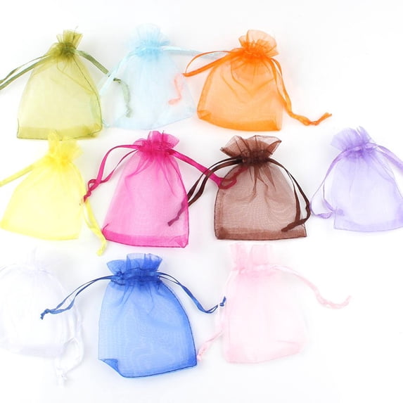 50pcs Multicolor Gift Organza Bags 5x7 7x9 9x12 10x15cm Drawable Wedding Party Decoration Gift Bags Display Packaging Jewelry Mix Color 7X9cm