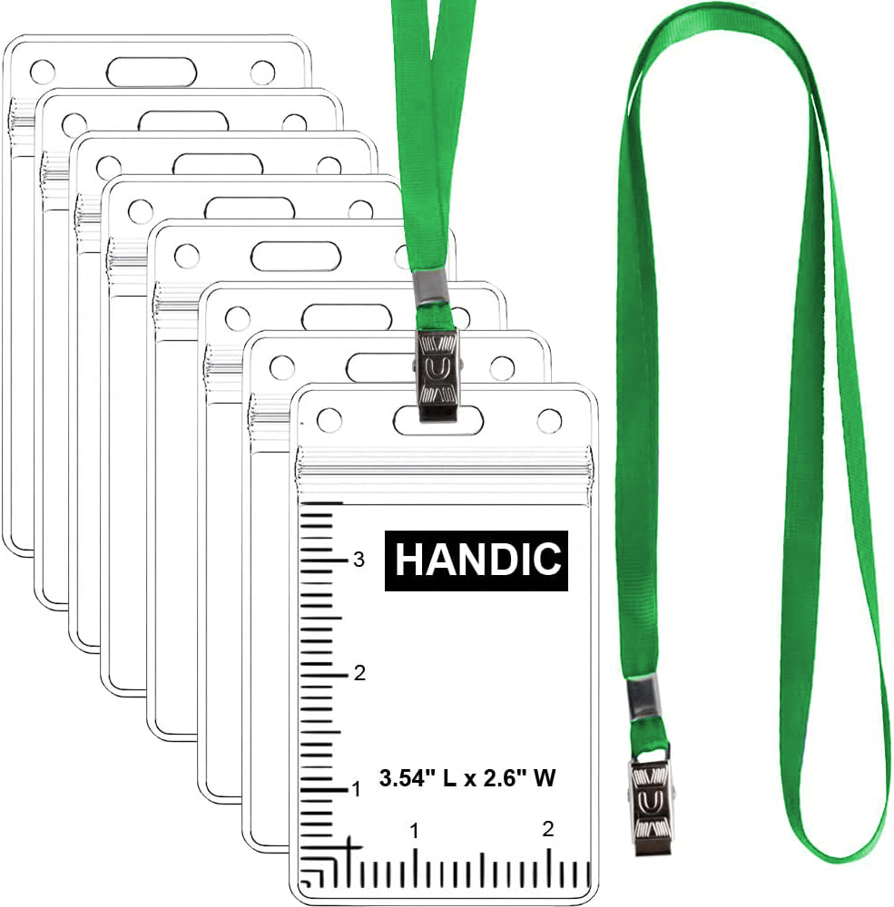 50pcs Lanyards with ID Holder for Name Tags Waterproof Type Clear Plastic Name Badge Holder Id Card