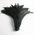 thumbnail image 1 of 50pcs Natural Chick Tail Feathers 25-40cm / 10-16inch Clothing Decoration Stage Performance Rooster Tail Feathers Plume Black 25-30cm, 1 of 6