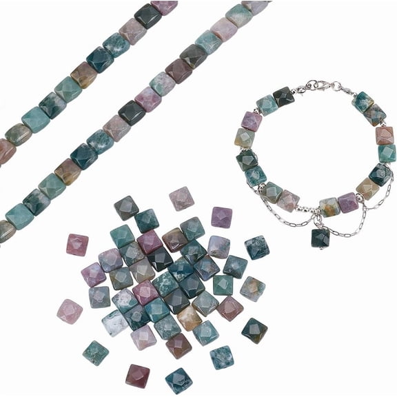 50pcs Natural Indian Agate Stone Beads 8x5mm Square Stone Loose Gemstone India Agate Spacer Beads