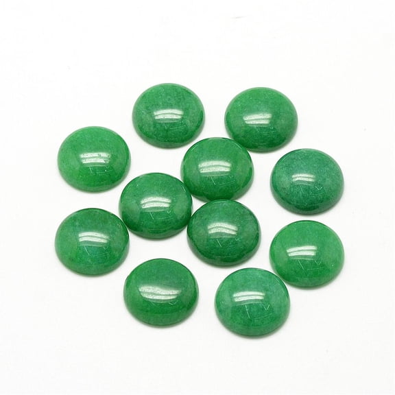 50pcs Natural White Jade Cabochons Dyed Half Round/Dome Sea Green 12x5mm