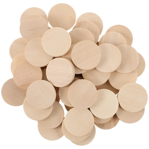 RENACLIPY Natural Round Wood Slices Unfinished 50Pcs 0.98In Diameter 1 Inch Thickness 0.2 Inch