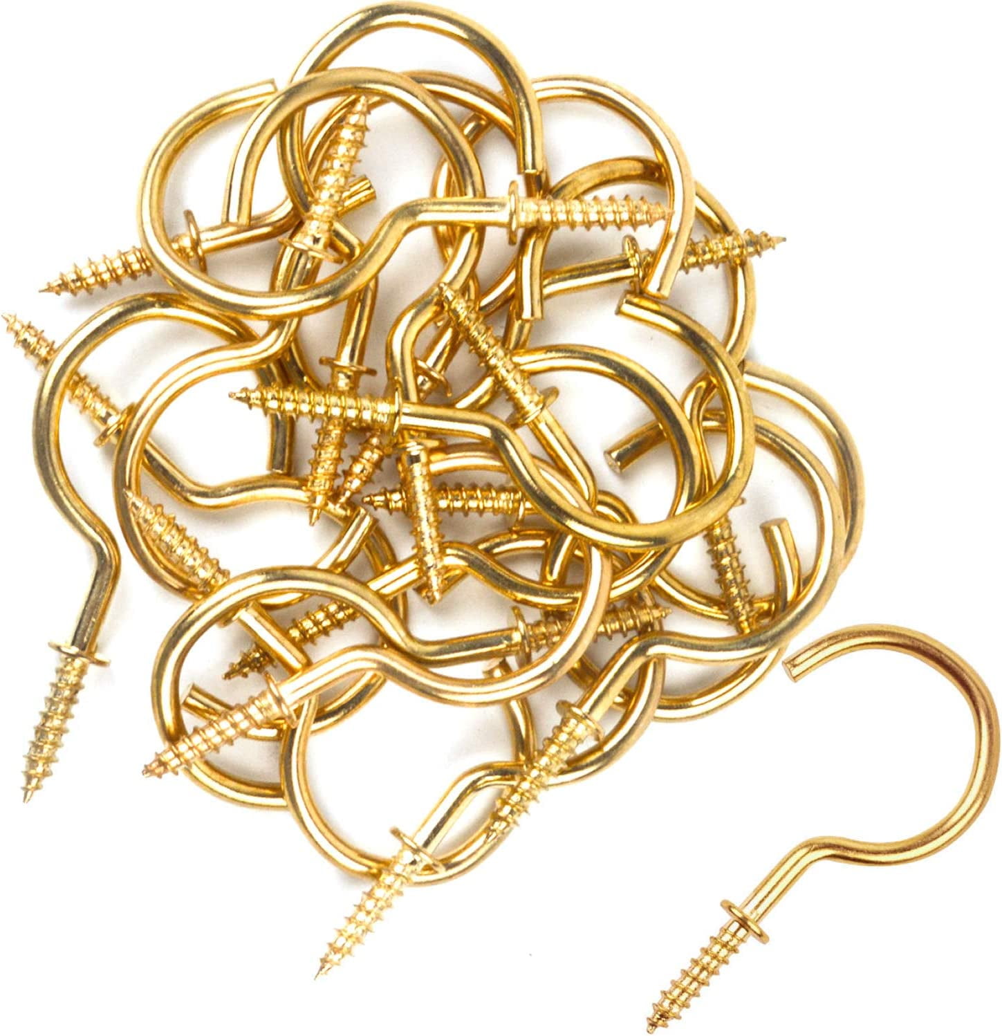 50pcs Nickel Plated Metal Screwin Ceiling Hooks Cup Hooks (Gold