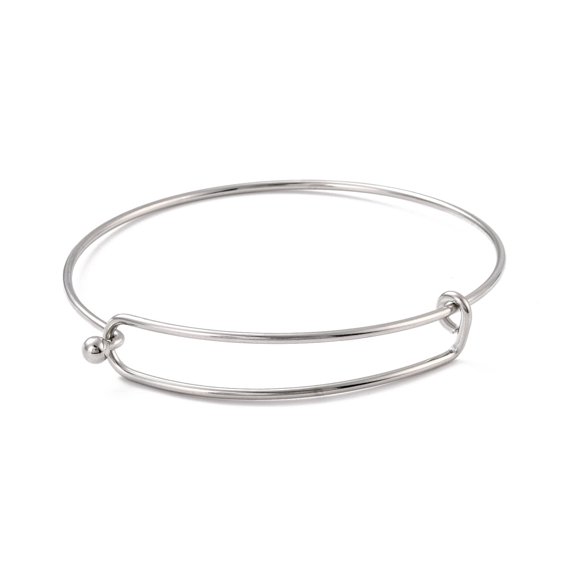 50pcs Non-304 Stainless Steel Expandable Bangle for Girl Women Adjustable Wire Blank Bangle Stainless Steel color Inner Diameter: 2-1/2 inch(6.25cm)