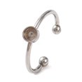 thumbnail image 1 of 50pcs Non-304 Stainless Steel Open Cuff Ring Components Plain Pad Ring Settings Round Stainless Steel color Tray: 4mm Adjustable, 1 of 3