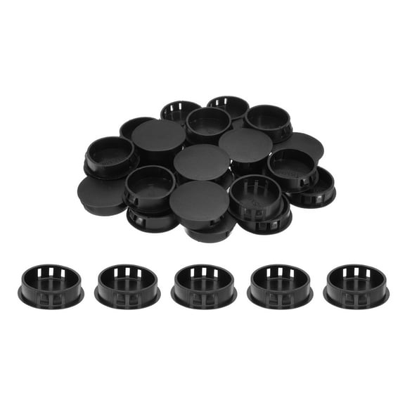 50pcs Nylon Plastic Hole Plugs, 1-2/5"(35mm) Round Drill Screw Hole Plugs Covers for Kitchen Cabinet Furniture Black