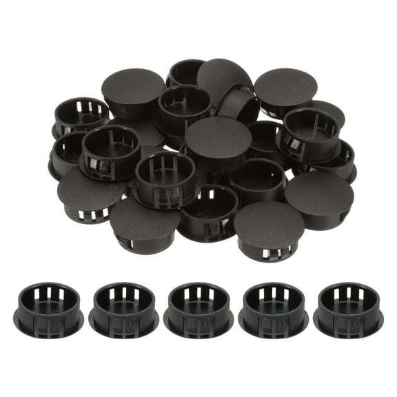 50pcs Nylon Plastic Hole Plugs, 1"(25mm) Round Drill Screw Hole Plugs Covers for Kitchen Cabinet Furniture Black