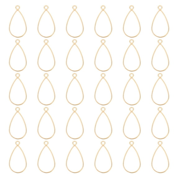50pcs Open Bezels, Resin Bezels Pendants Mold Open Back Bezels Alloy for Resin Jewelry Making, Drop, Gold Tone