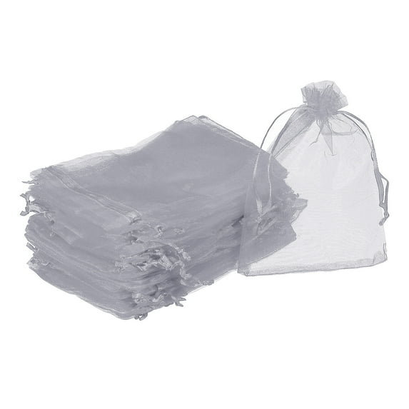 50pcs Organza Bags 4x6 Inch Drawstring Favor Pouches Sheer Mesh Bag for Gift Jewelry Wedding Party Grey