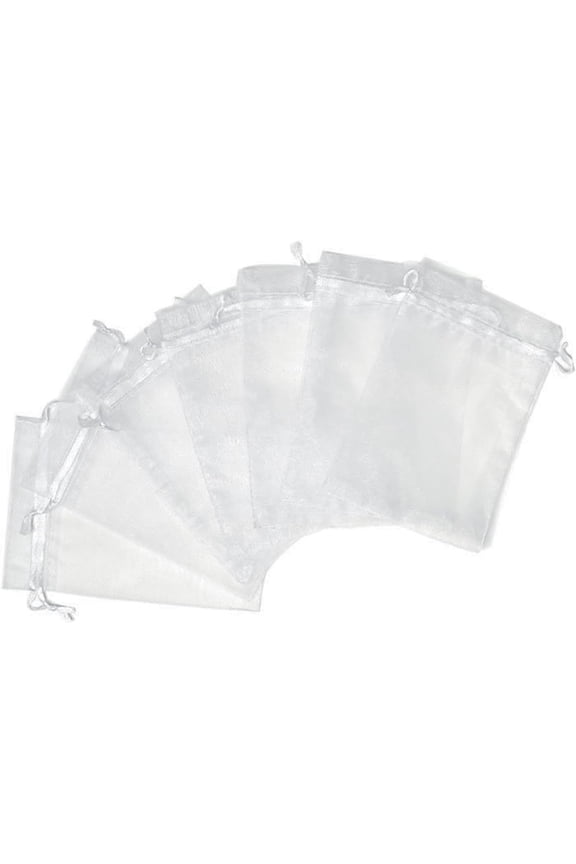 50pcs Organza Bags White, Small Gift Bags - Mesh Organza Jewellery Favour Drawstring Bags Wedding Bags Candy Mesh Pouches Anniversary Confetti Bags(10 x 15cm) for Small Gift, Wedding Favours