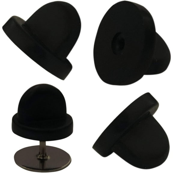 50pcs PVC Rubber Pin Backs Butterfly Clutch Backings Pin Cap Keepers Replacement for Uniform Badges Comfort Fit Tie Tack Lapel Pin Backing Holder Clasp, Black