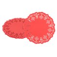 thumbnail image 1 of 50pcs Paper Doilies, 5.5 Inch Lace Paper Doilies, Disposable Paper Placemats Red, 1 of 7
