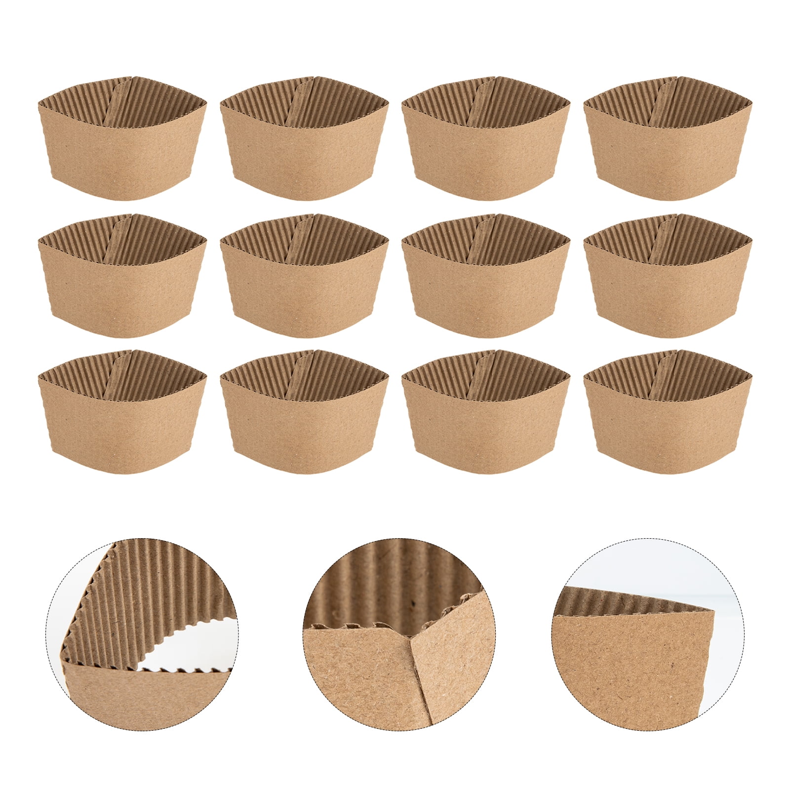 50pcs Corrugated Paper Cup Covers for Coffee Mug Sleeves Non-Slip Heat ...