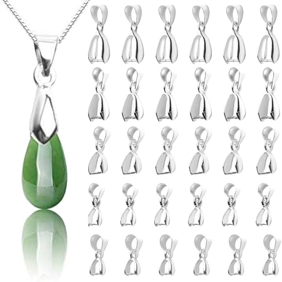 50pcs Pendant Clip Clasp Silver Pinch Clip Clasp Bead Bail Pinch, 5 Sizes