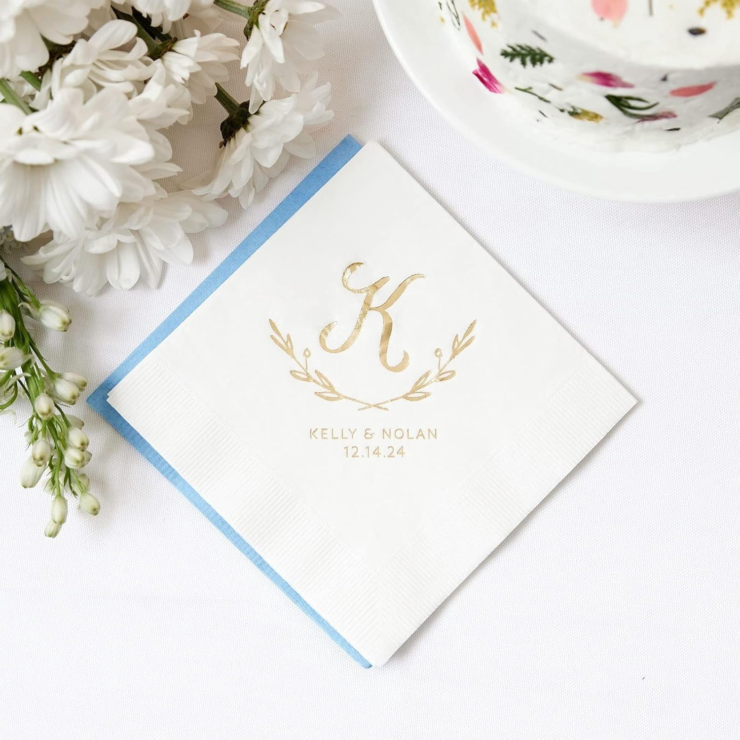 50pcs Personalized Napkins Cocktail Napkins with Initial Branches ...