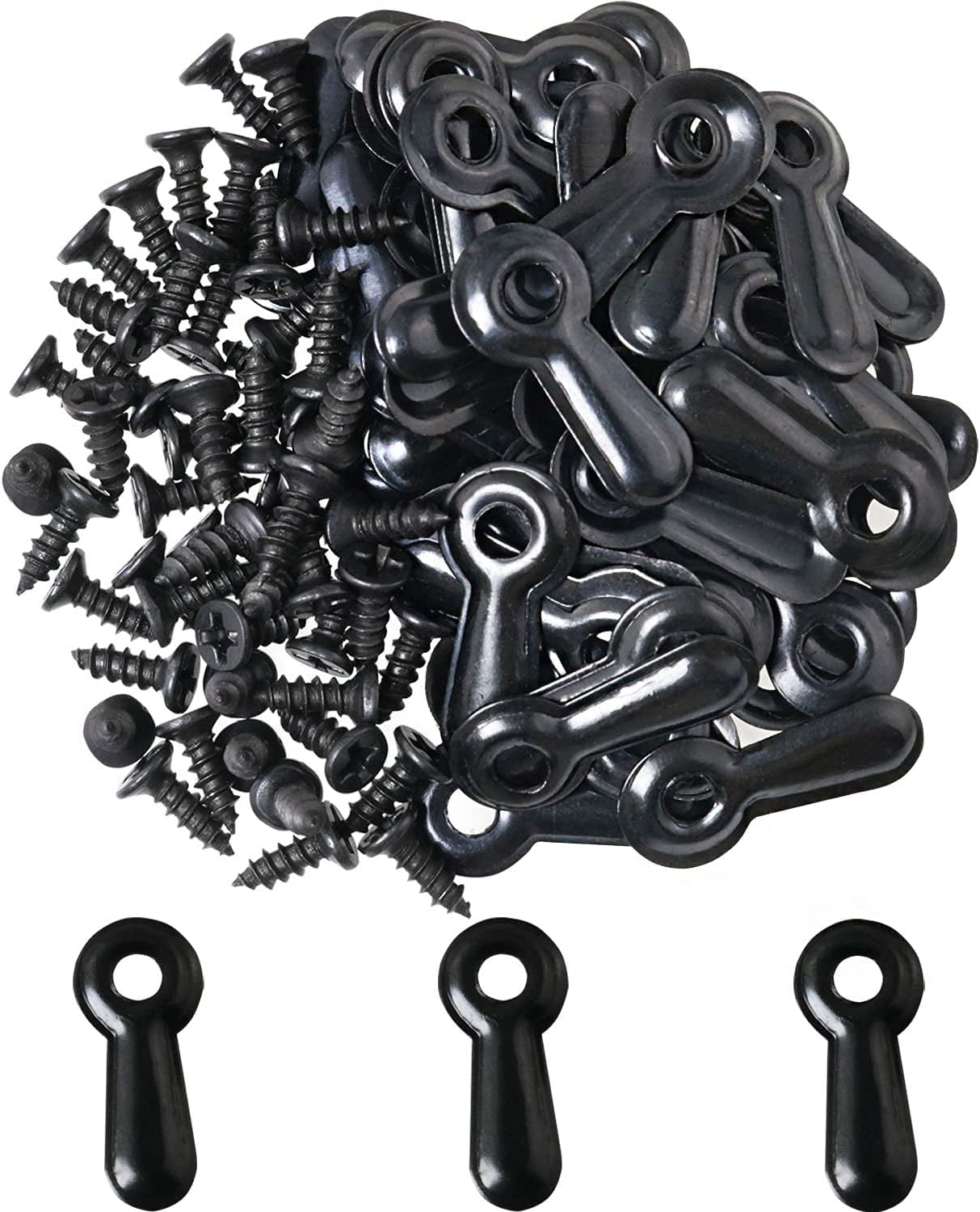 50pcs Picture Frame Turn Button Kit Black Plastic Sheet with Mounting