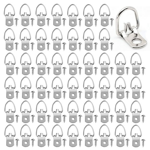 50pcs Picture Hanger Hook, DISEN D-Ring Picture Hangers with Screws, Heavy Duty Picture Hanging Hooks for Hanging Paintings Photos, Home Decor