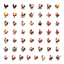 50pcs Pilot Rooster Animal Cartoon Cool Stationery Stickers Decals Set for Water Bottle Laptop Phone Tablet Bicycle Toy