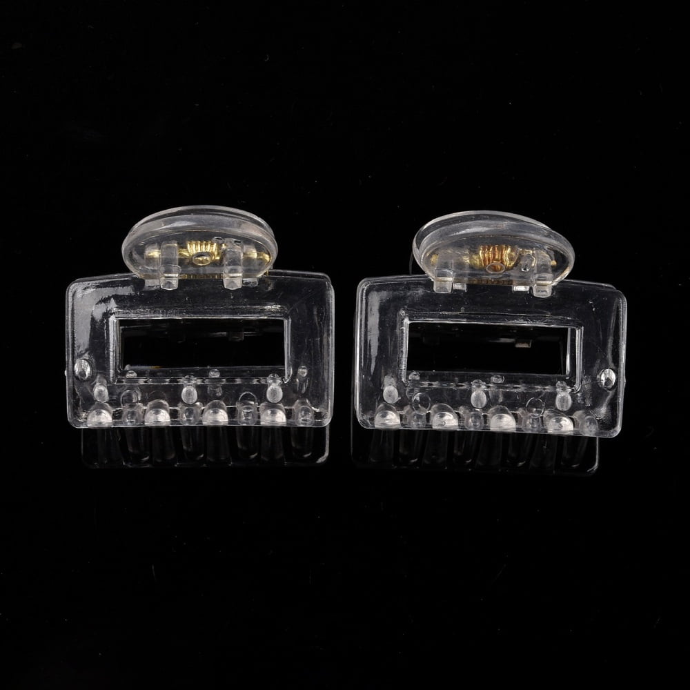 50pcs Plastic Claw Hair Clips No-Slip Grip Jaw Hair Clip with Golden Iron Findings Rectangle Clear 32x40x37.5mmDIY