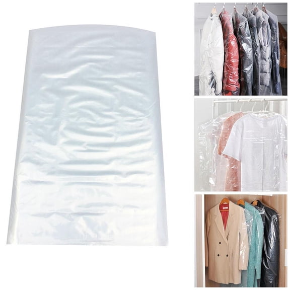 50pcs Plastic Clear Garment Cover Dust Cover Dry Cleaner Dress Clothes Bag